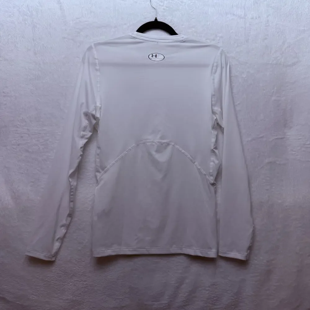 Under Armour HeatGear Compression Long Sleeve Shirt Mens Large White 1361524 NEW